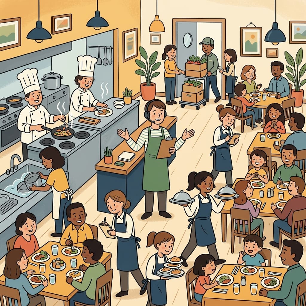 Manager controlling restaurant operations