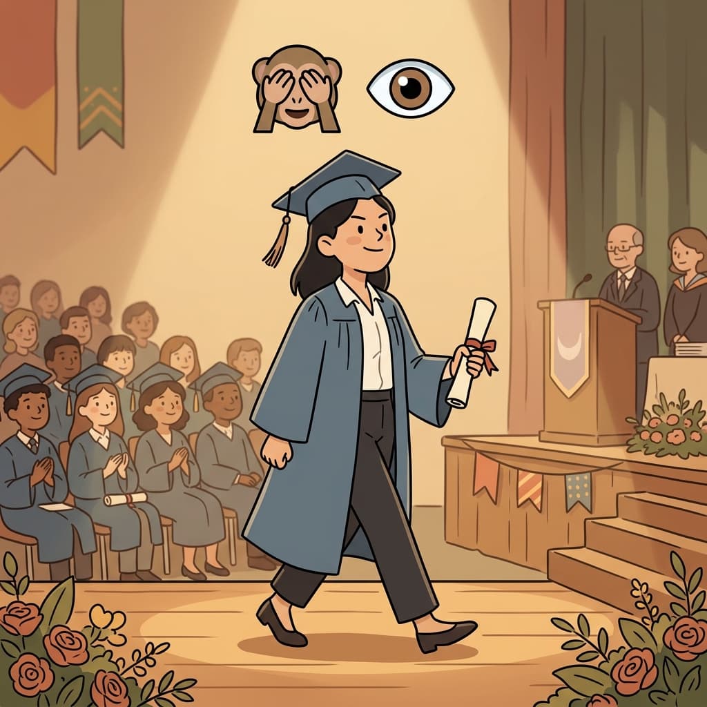 Her confident walk was a manifestation of her determination. (🙈 Hidden + 👁️ Visible → Manifestation = the visible expression of something once hidden.)