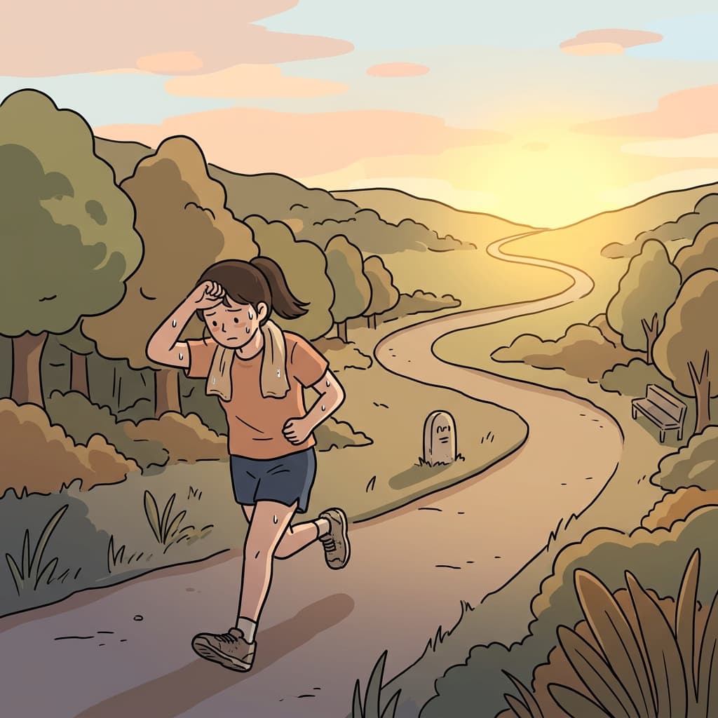 The marathon felt difficult, but she carried on and moved on toward success.