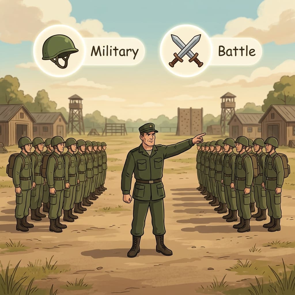 The martial commander carefully prepared his troops before the battle.