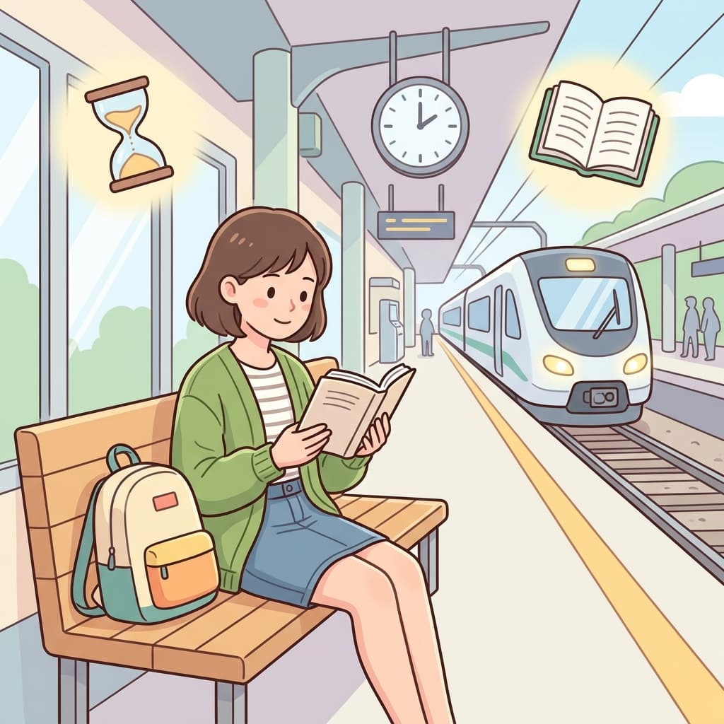 She read a book in the meantime while waiting for the train. (⏳ Waiting + 📖 Do Something → Meantime)