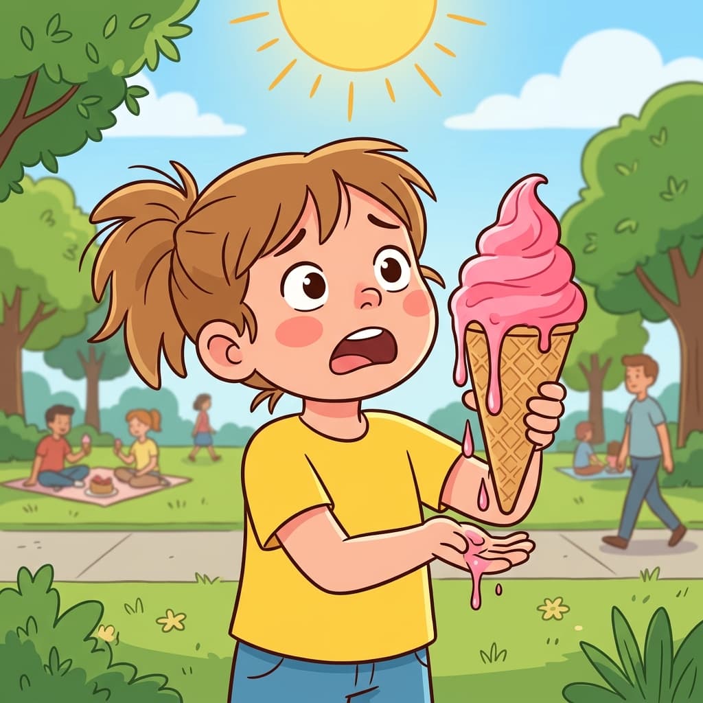 The ice cream melted quickly under the hot summer sun.