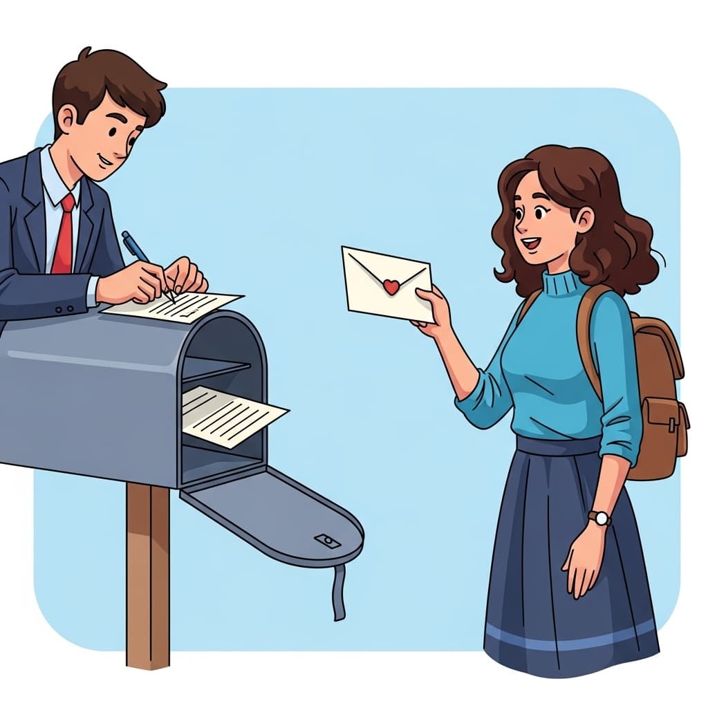 message — a piece of information sent from one person to another (rhyme illustration)