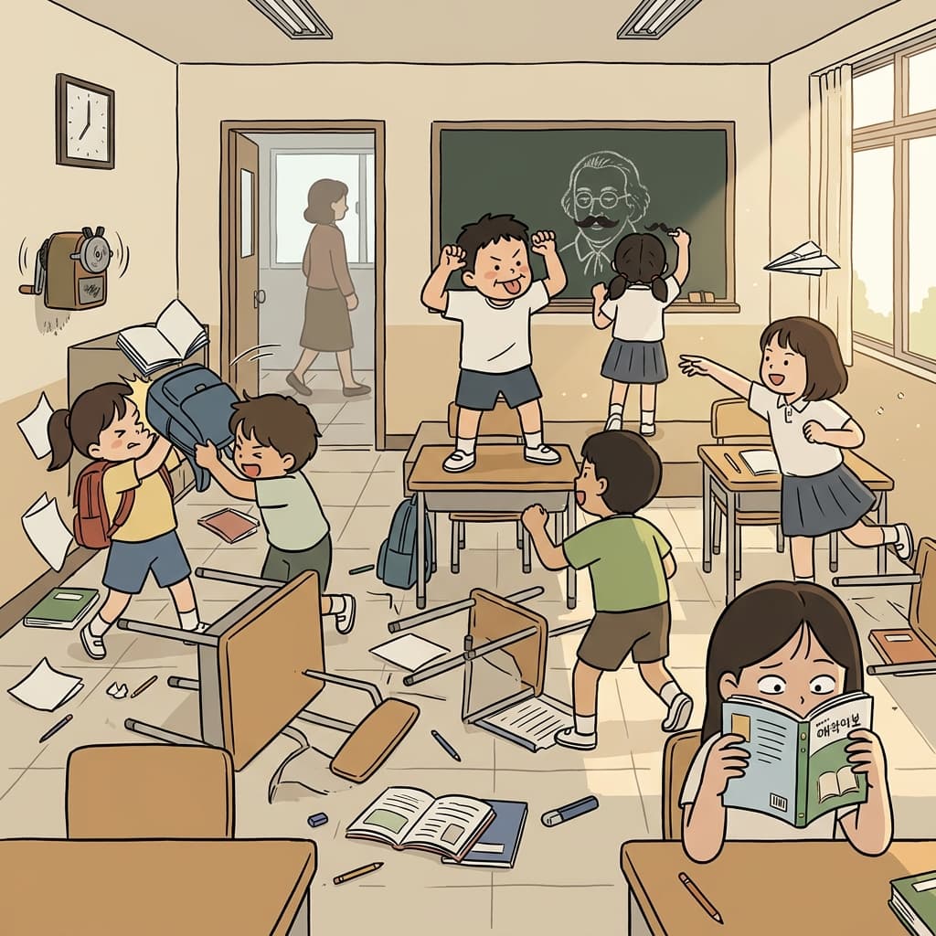 The kids misbehave the moment the teacher steps out of the classroom.