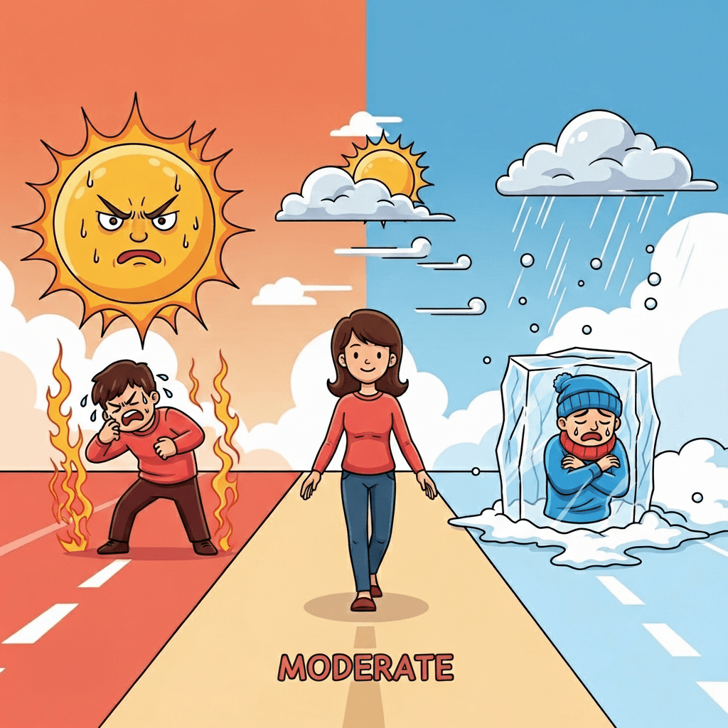 While some overrate the heat and others separate in extremes, she keeps her pace moderate and steady between the two.