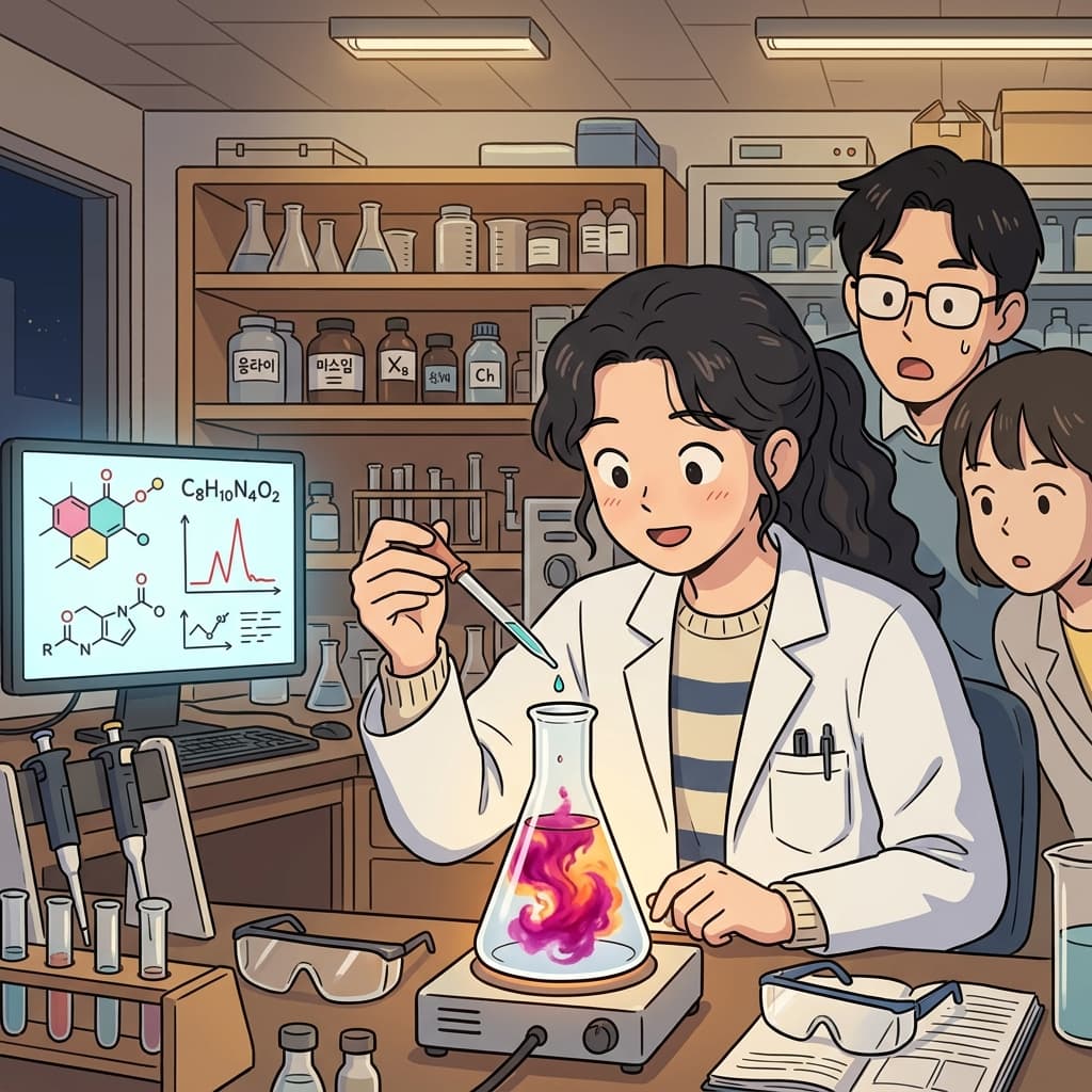 The scientist combined different atoms to create a brand-new molecule during the experiment.