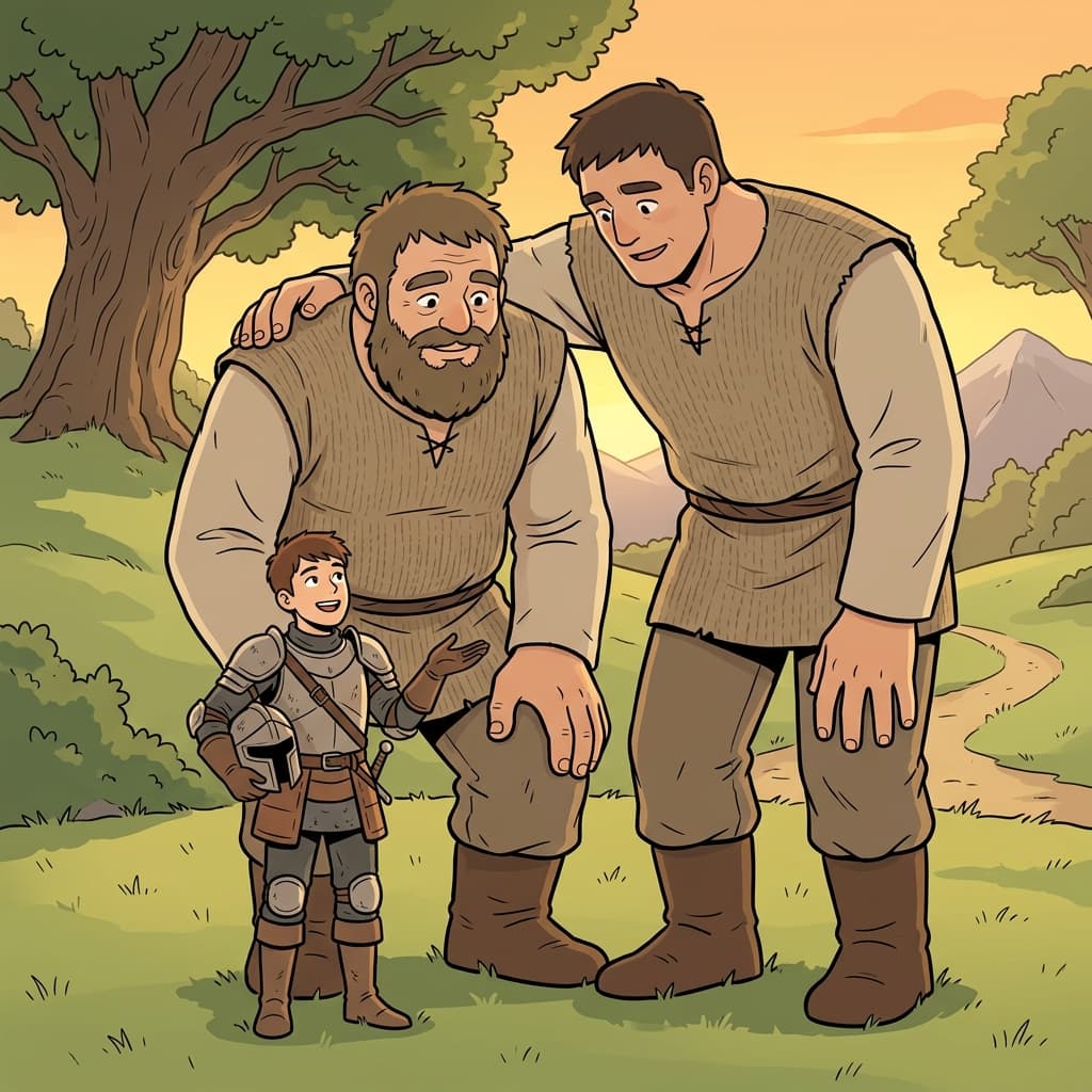 "More tall!" everyone laughed as the knight accepted his mortality instead of dreaming of becoming a giant. (no matter how much you wish to become greater, every human eventually faces mortality.)