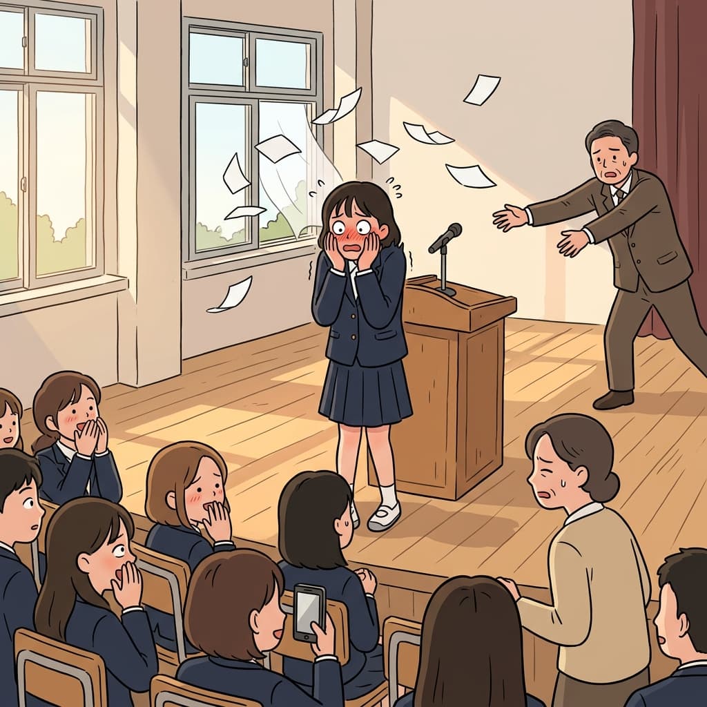 She felt utterly mortified when her speech notes flew everywhere on stage.