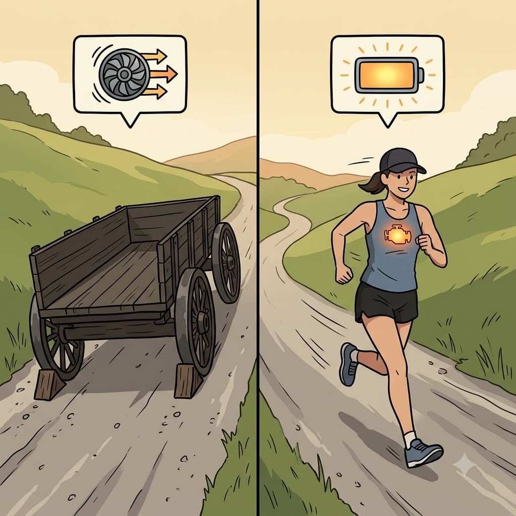 MOT (move) + ATION (active state) — by igniting an inner engine that sets the feet in MOT (motion), she found the lasting motivation to finish the marathon.