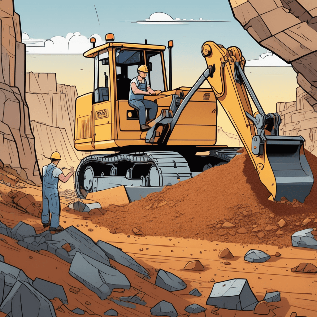 a bulldozer operator pushes dirt and debris toward what he thinks is just more flat ground ahead. He focuses only on the pile of dirt directly in front of his machine without looking beyond it. The dirt spills over a steep cliff edge that drops into a deep valley below. A warning supervisor rushes toward the bulldozer waving his arms frantically. Other construction workers in the background point at the dangerous cliff edge in alarm. someone being short-sighted and lacking foresight about immediate dangers