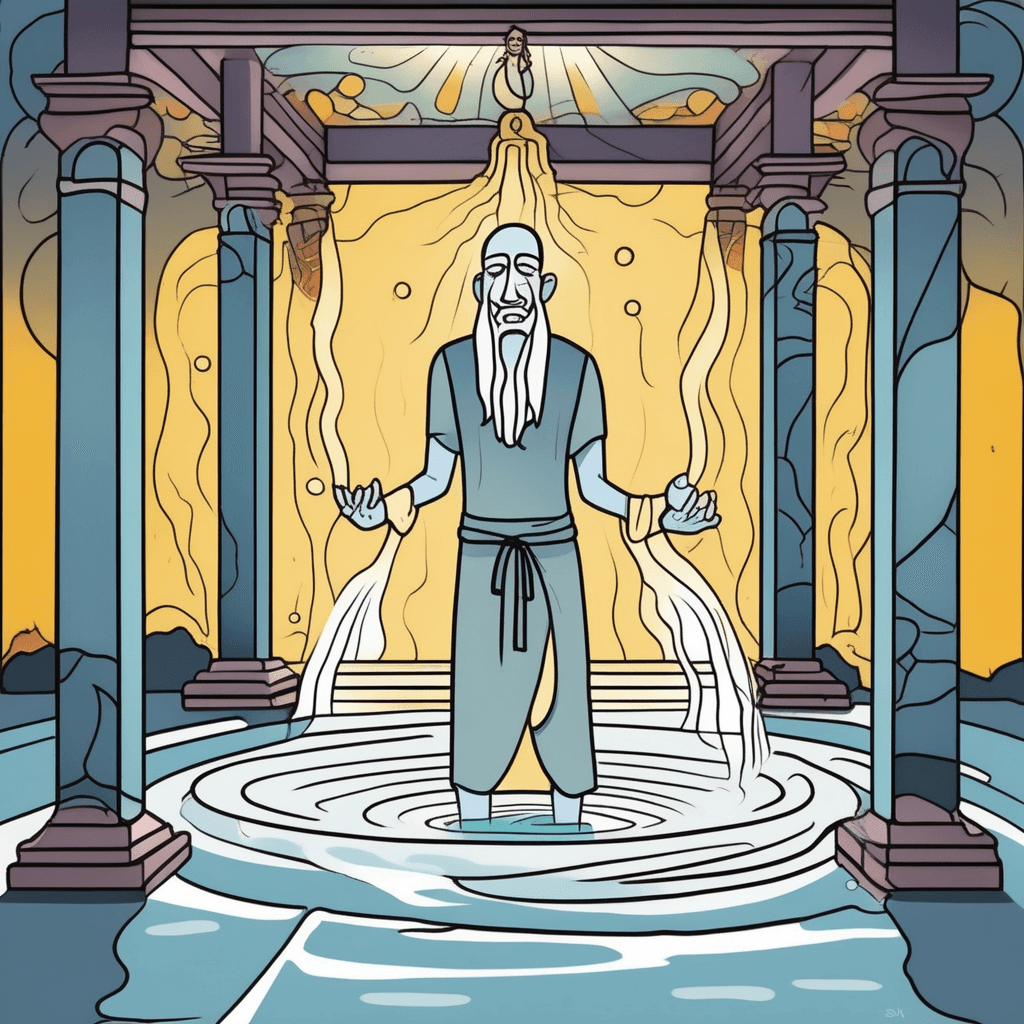 Naked in the sacred space, washing away all hatred