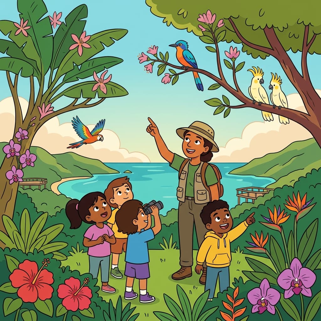 The guide introduced the native plants and animals of the island.