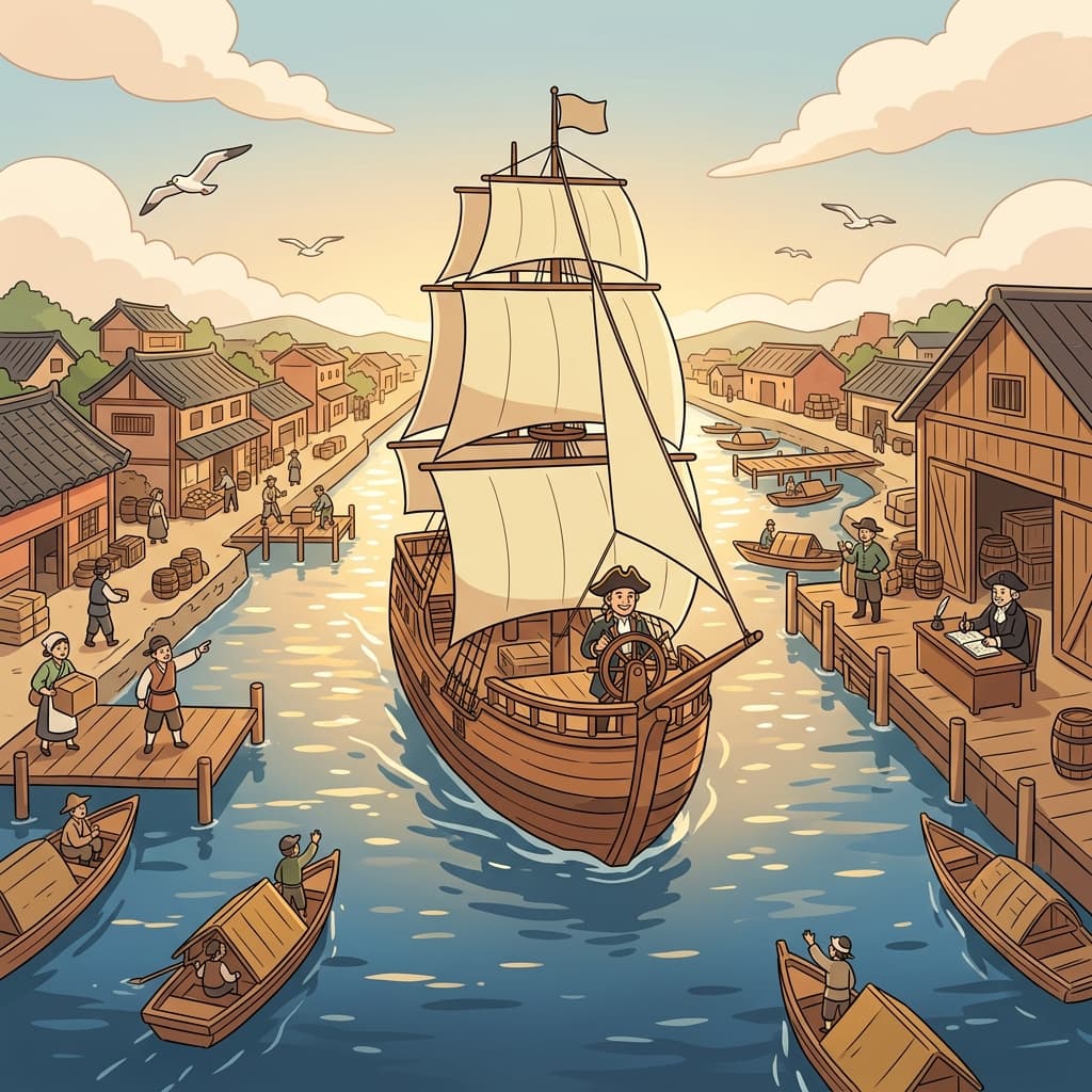 The wide river was navigable, letting the merchant ship pass safely to the port.