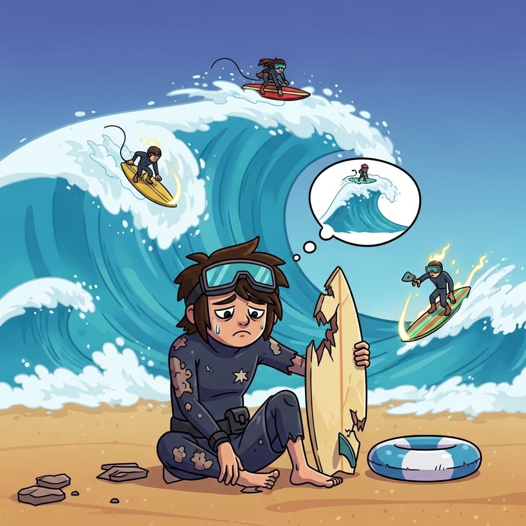 "They nerfed the surf, now I'm on the turf — my character's lost all its worth."