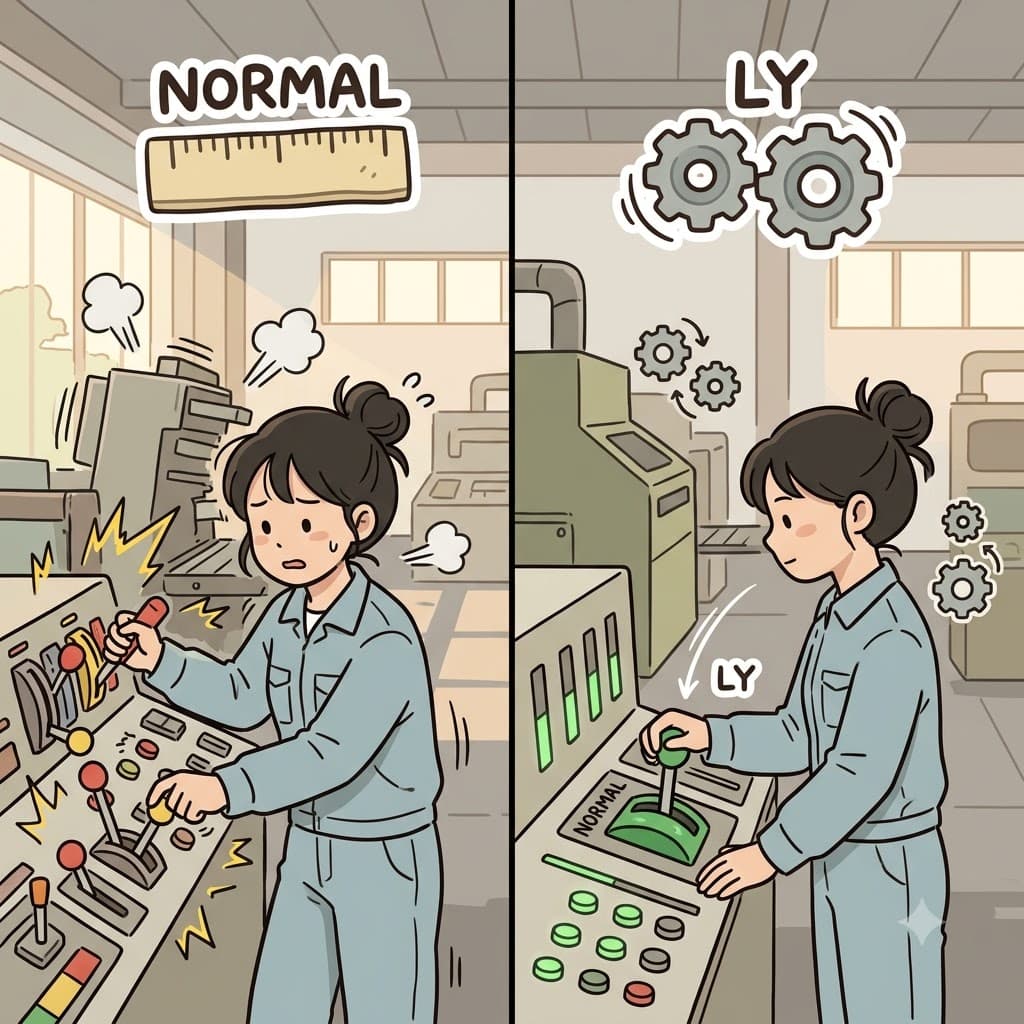 NORMAL (usual) + LY (adverb) — by following the STANDARD rules to keep everything NORMAL (usual) LY (steadily), she operated the machine normally.