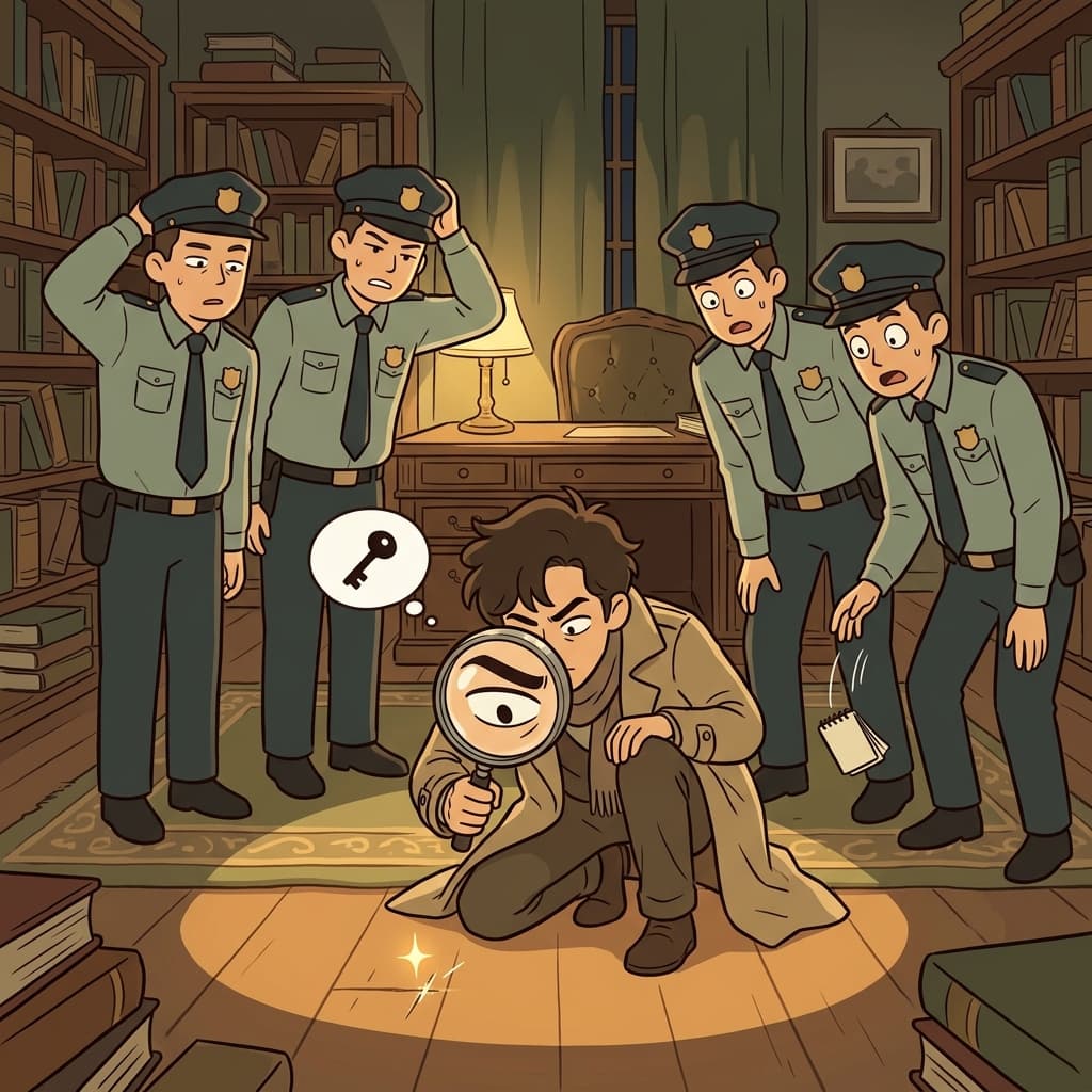 The observant detective noticed the tiny scratch everyone else had missed.