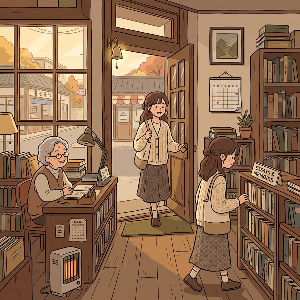 She occasionally visits the old bookstore on quiet Sunday afternoons.