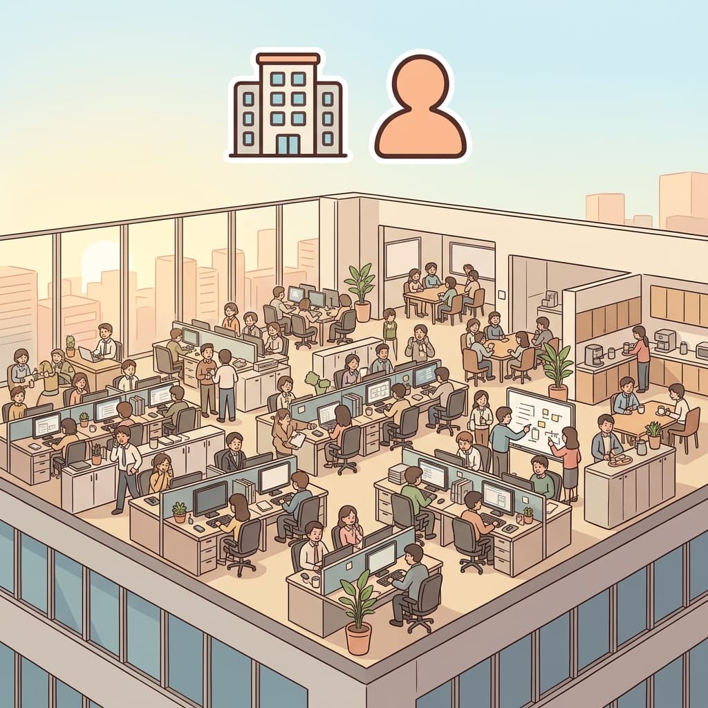 The new office occupies the entire top floor. (🏢 Space + 👤 Take → Occupy)