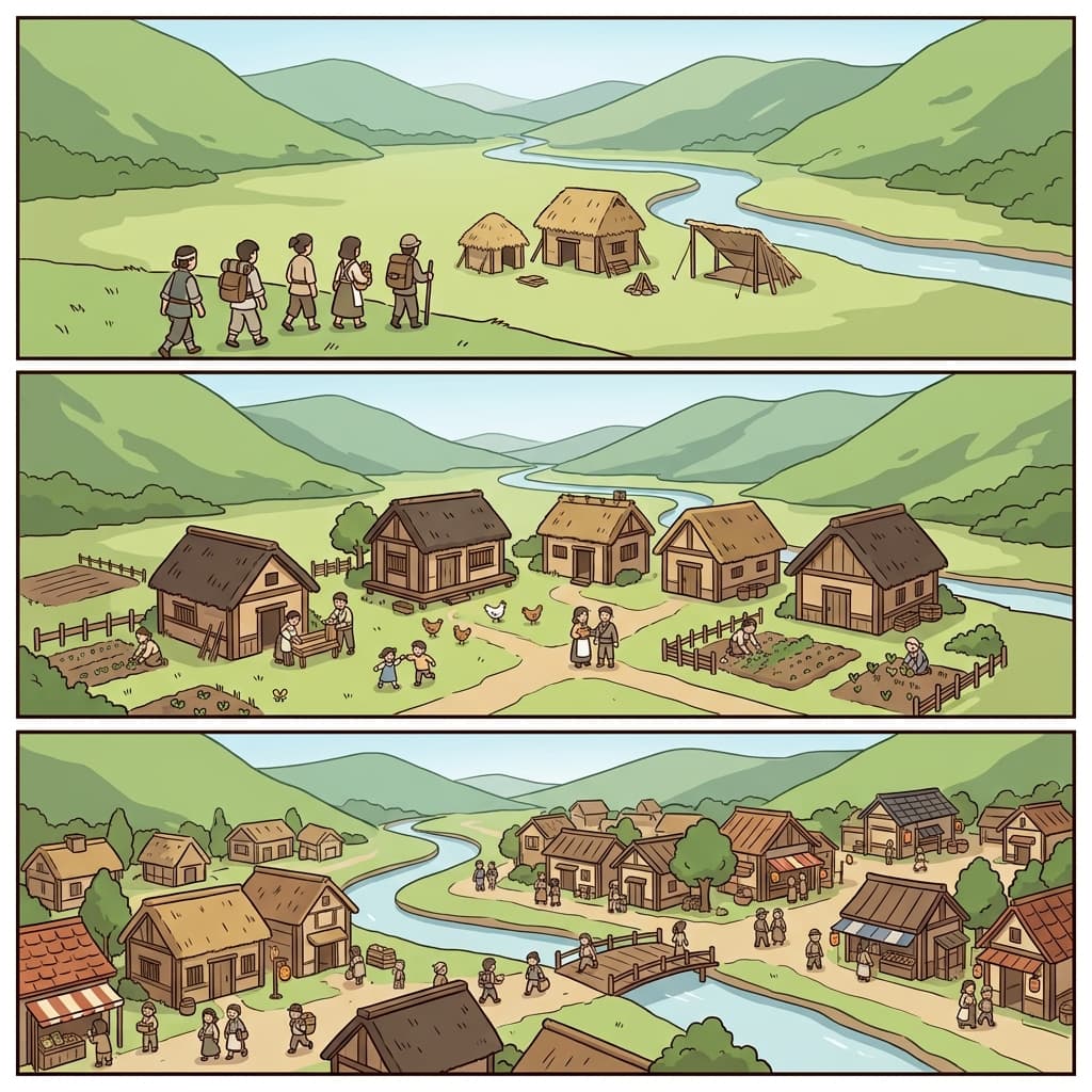 The settlers occupied the land, and their towns multiplied over time.