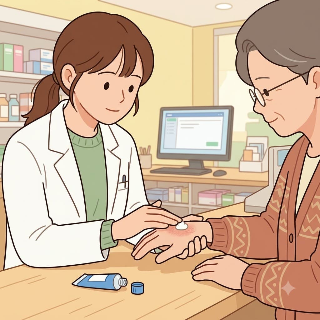 The pharmacist recommended an ointment to soothe the irritated skin. (Think of: ointment → "ointment = oil + treatment")