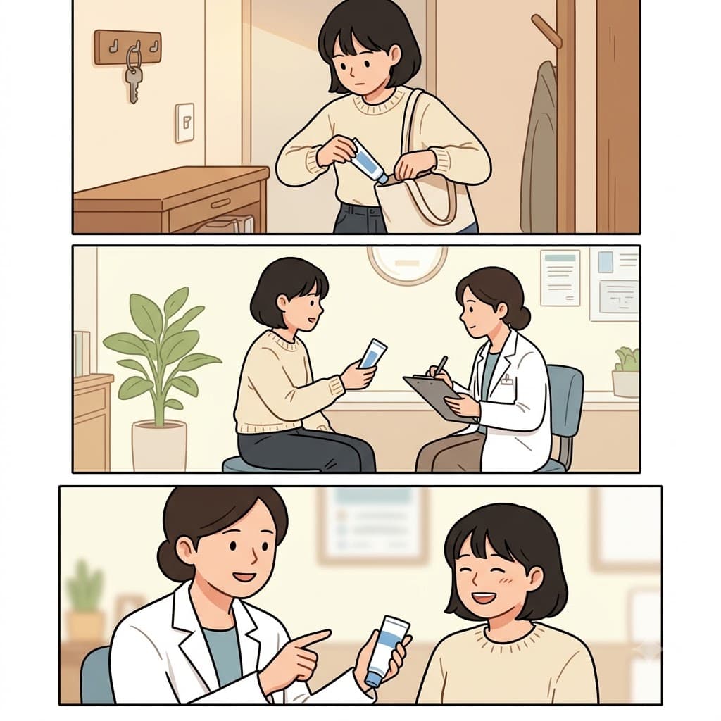 She brought the ointment to her appointment, avoiding disappointment when her skin needed treatment.