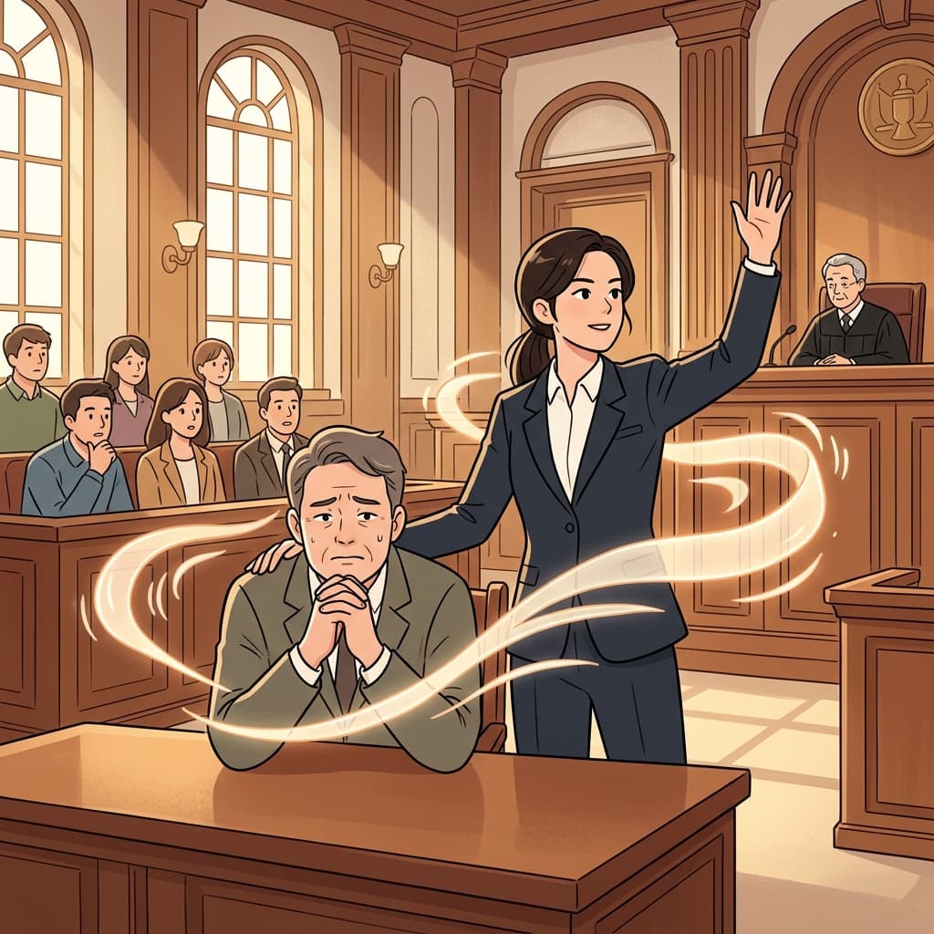The lawyer spoke on behalf of her silent client in the courtroom.