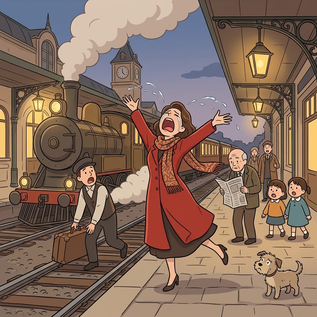 Her operatic farewell at the train station made every passerby stop and stare.