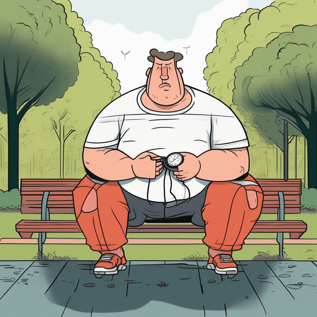 Bound by tape, he dreams to escape being out of shape!