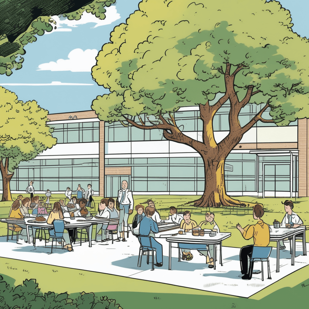 Outdoor area meets criteria for the perfect cafeteria!