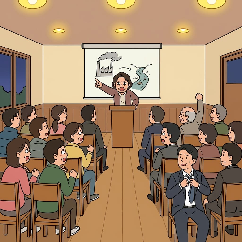 She was outspoken about the factory's pollution at the town hall meeting.