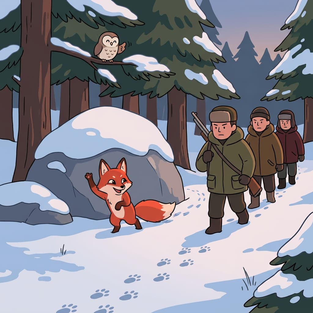 The clever fox managed to outwit the hunters by leaving fake tracks.