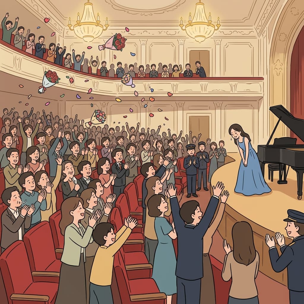 The pianist received a thunderous ovation after her final note.