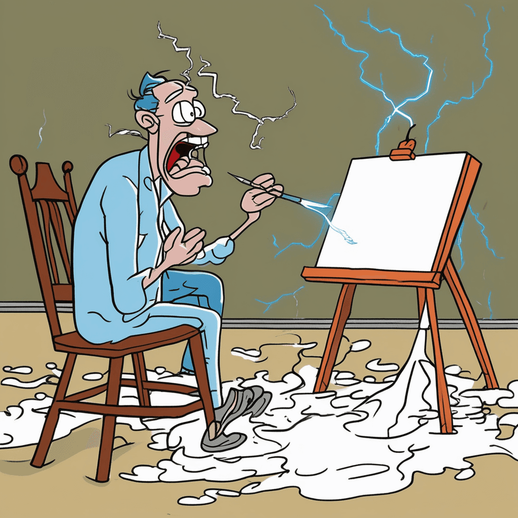 Owing to inspiration flowing, his masterpiece starts glowing!