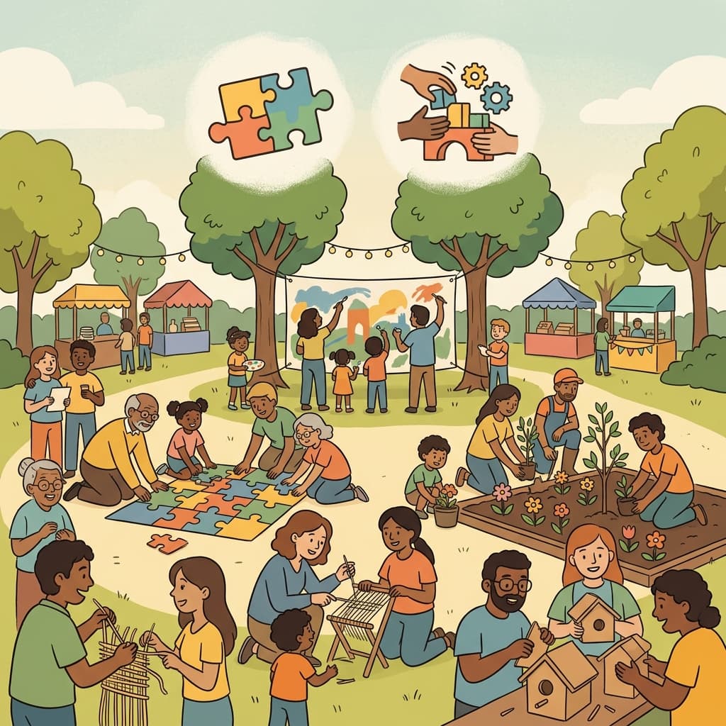 Everyone's participation helped the event succeed. (PART + ACTION = PARTICIPATION → the act of taking part in something)