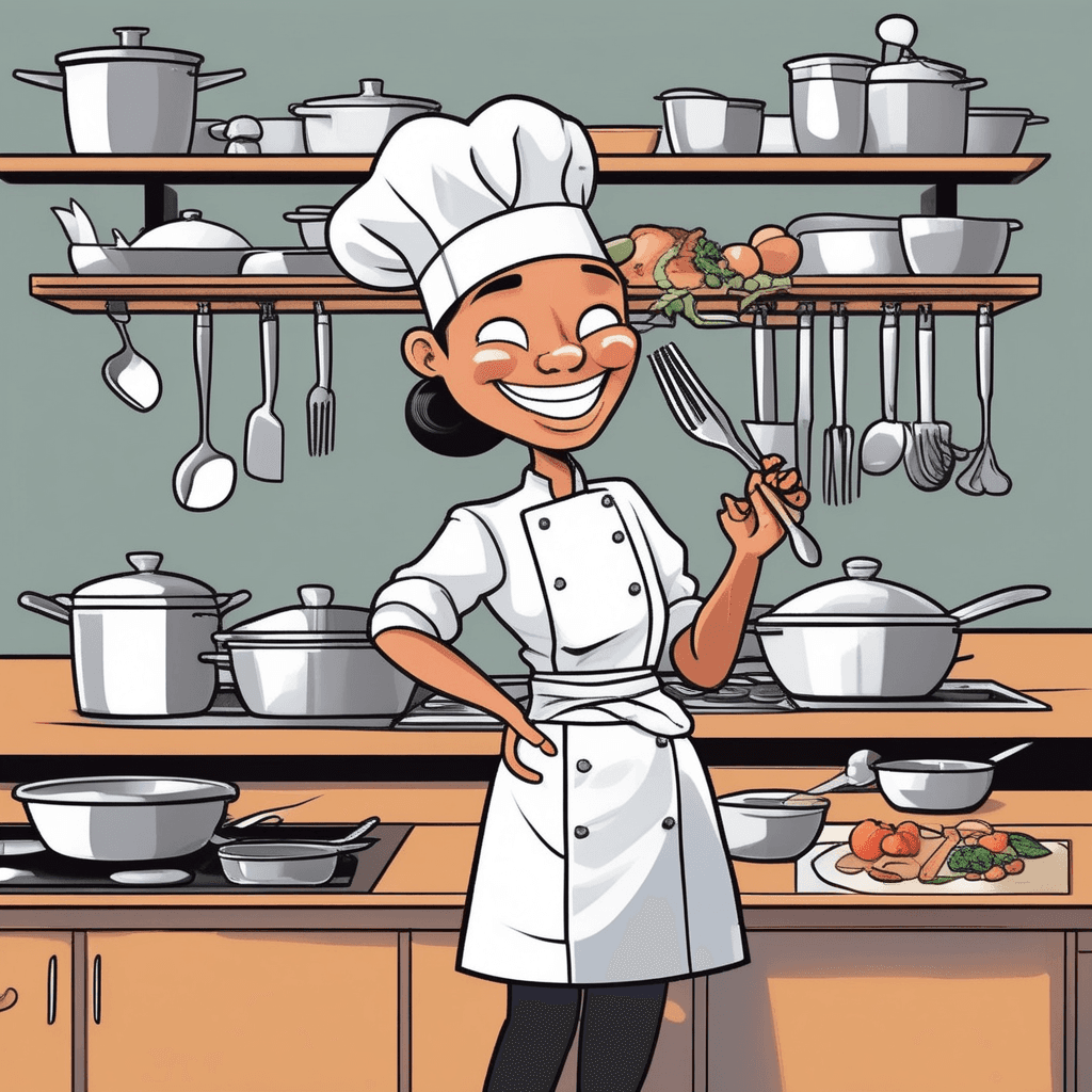 Dressed smartly, cooking heartily, partly her way!