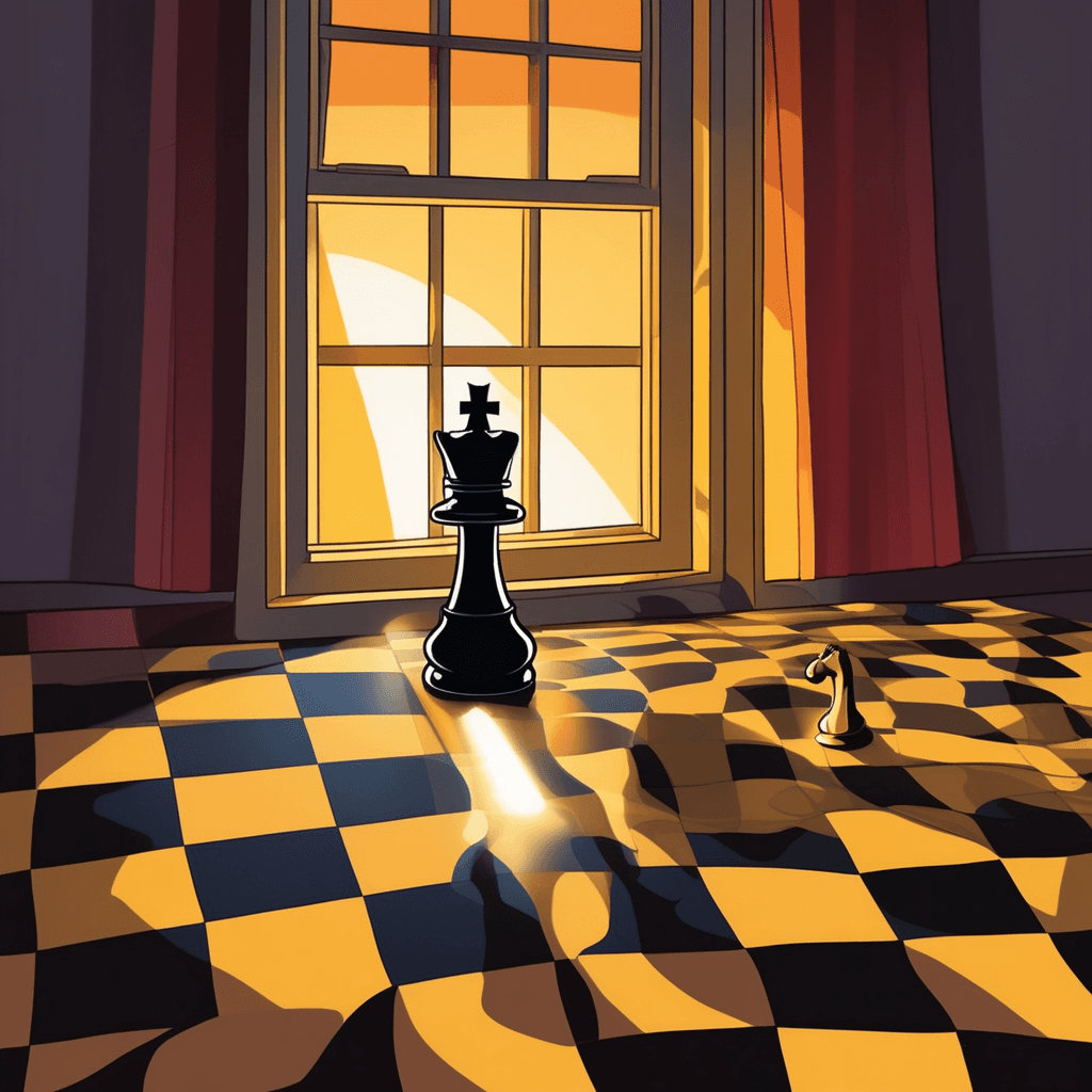 At dawn, the pawn's shadow is drawn long and strong