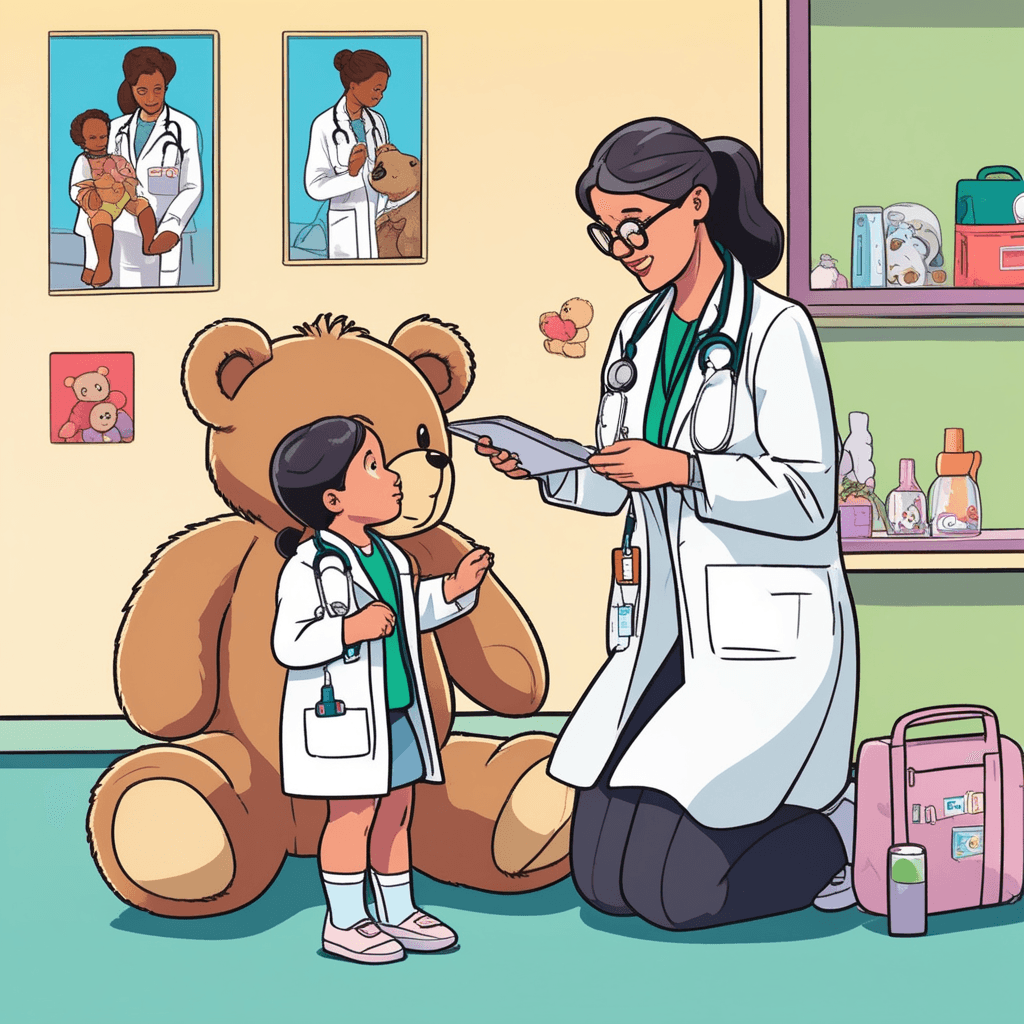 Doctor caring for young children