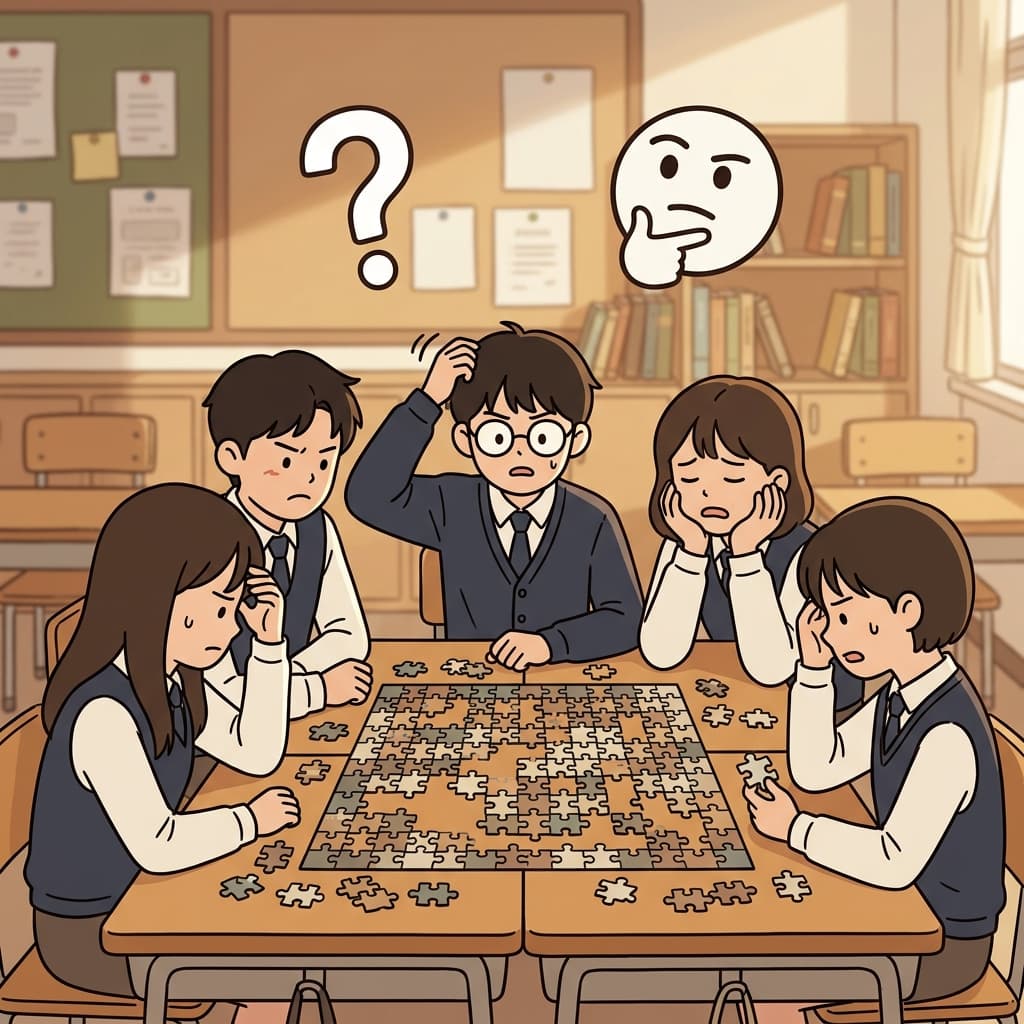Even the smartest students looked perplexed by the difficult puzzle. (❓ Confusion + 🤔 Cannot Figure Out → Perplexed)