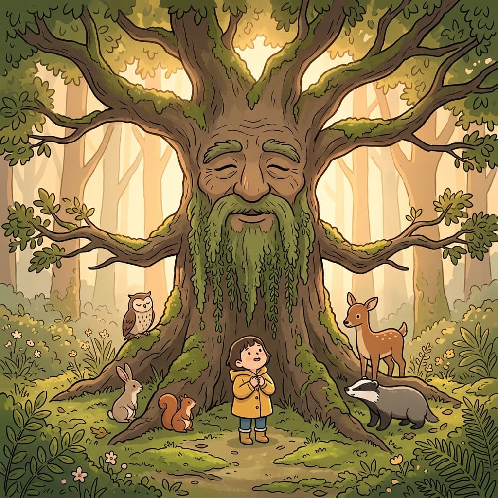 The old oak became a personification of wisdom, with kind eyes and a knowing smile.
