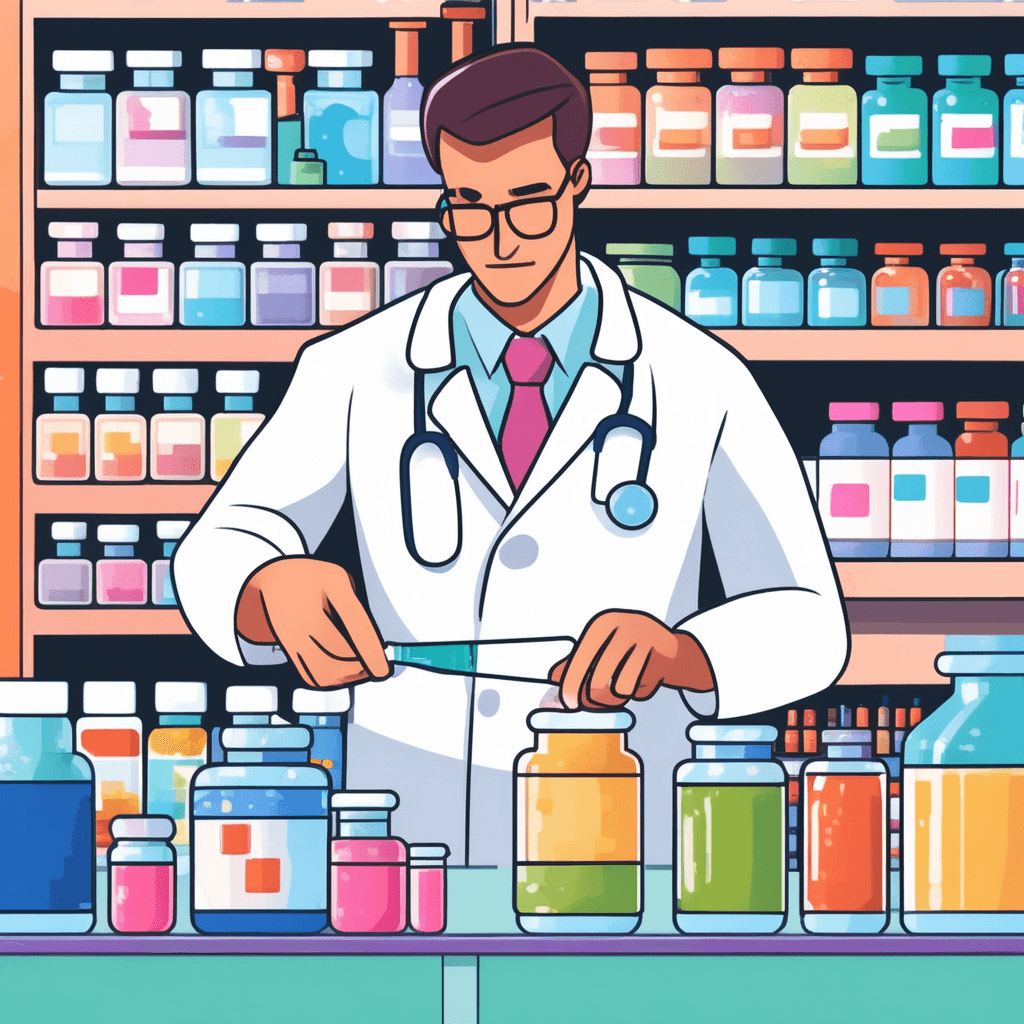 Professional preparing medicines carefully