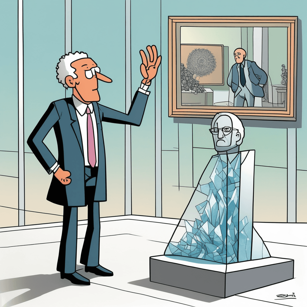 The curator from Palestine admires art crystalline, while the philistine shows no interest divine.