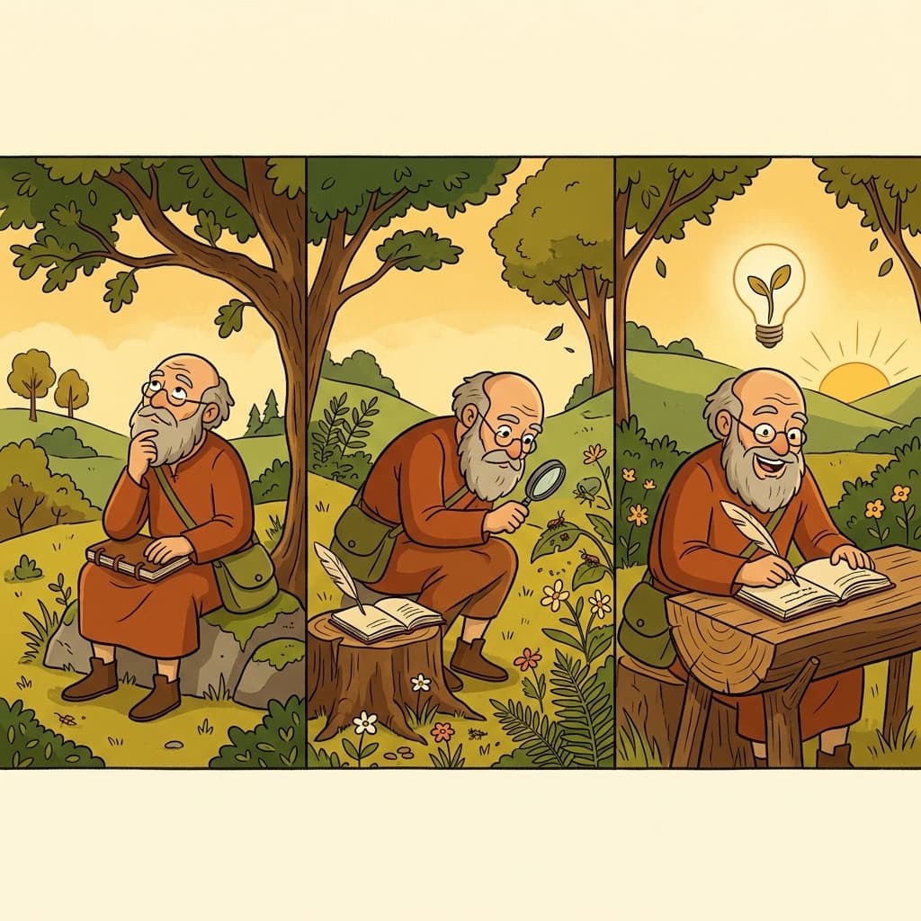 The philosopher carefully observed the world and discovered a new way of thinking.