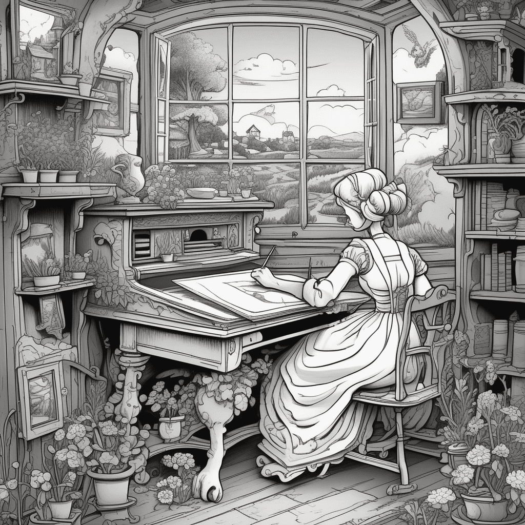 At her desk, picturesque turns grotesque!