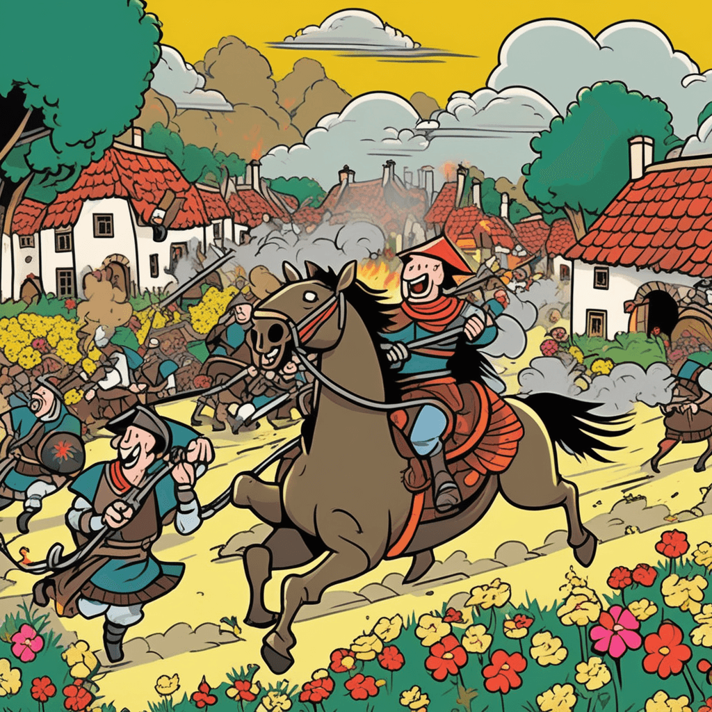 Raiders pillage the peaceful village!