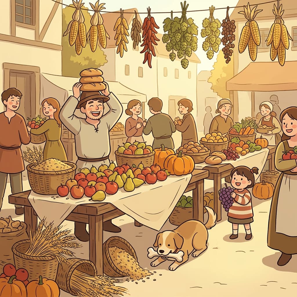 The harvest festival overflowed with plenitude of fruits, grains, and laughter.
