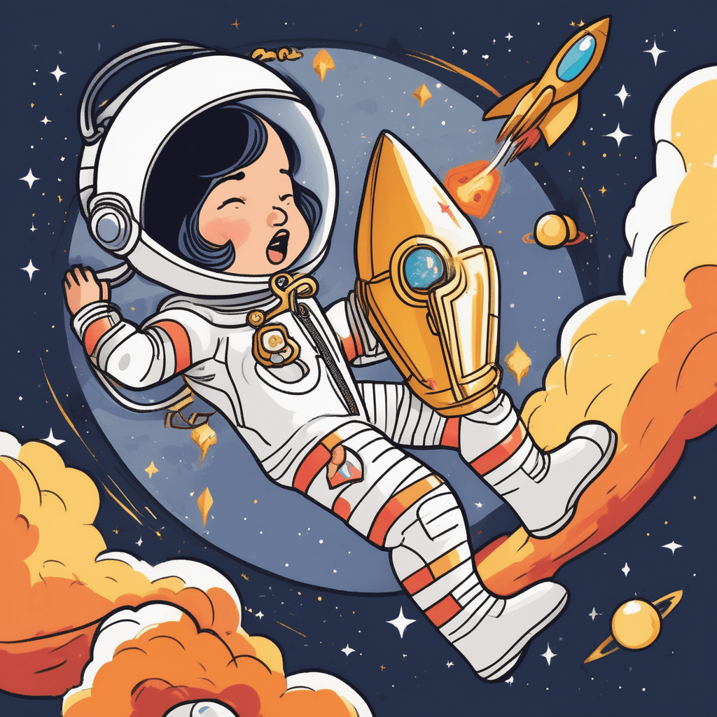 A locket in her pocket watches the rocket!