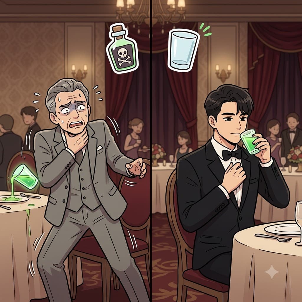 POIS(poison) + E(ending) — after drinking POIS(poison), the secret agent kept his poise.