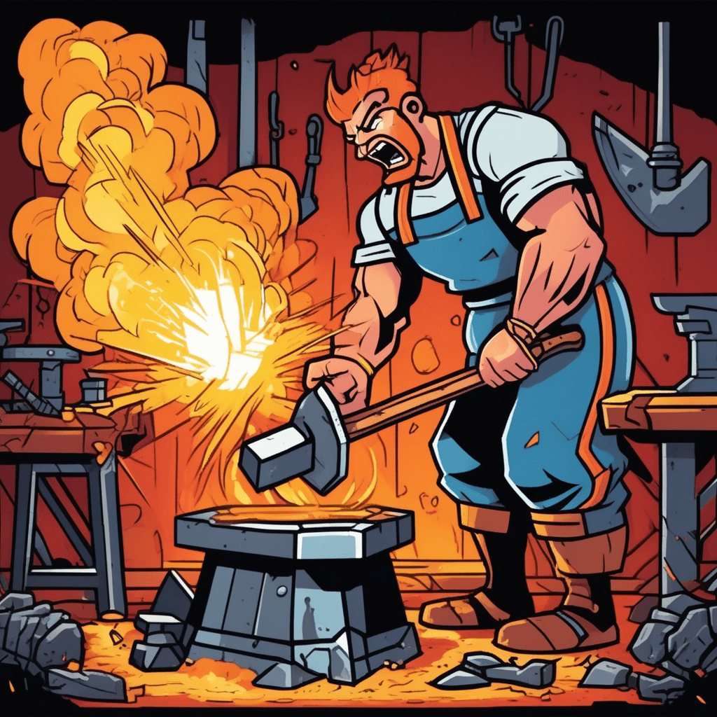 Every pound makes a sound, sparks flying to the ground!