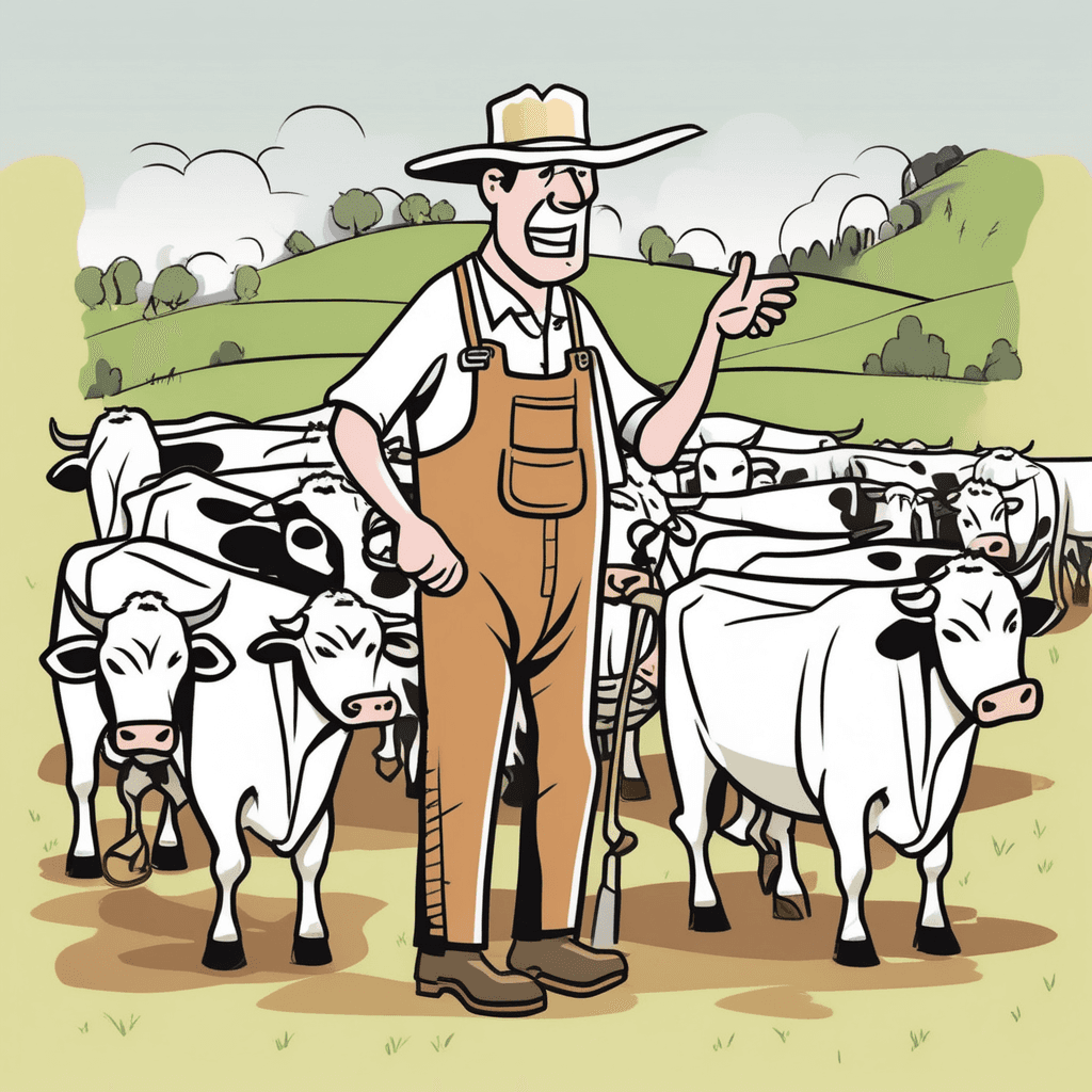 He prattles to cattle while shaking his rattle!