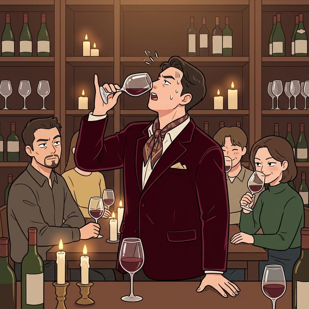 His pretension of being a wine expert collapsed when he mispronounced every label.